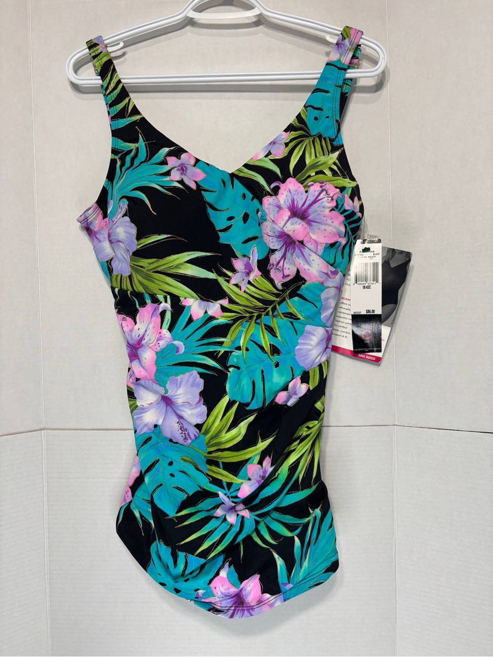 Roxanne 18/42 C Bra-Sized Tropical Floral One-Piece Swimsuit Beach Travel